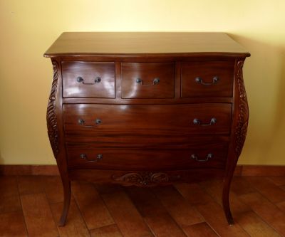 Συρταριέρα Μπορντό με 5 συρτάρια - Αντίκ καφέ 